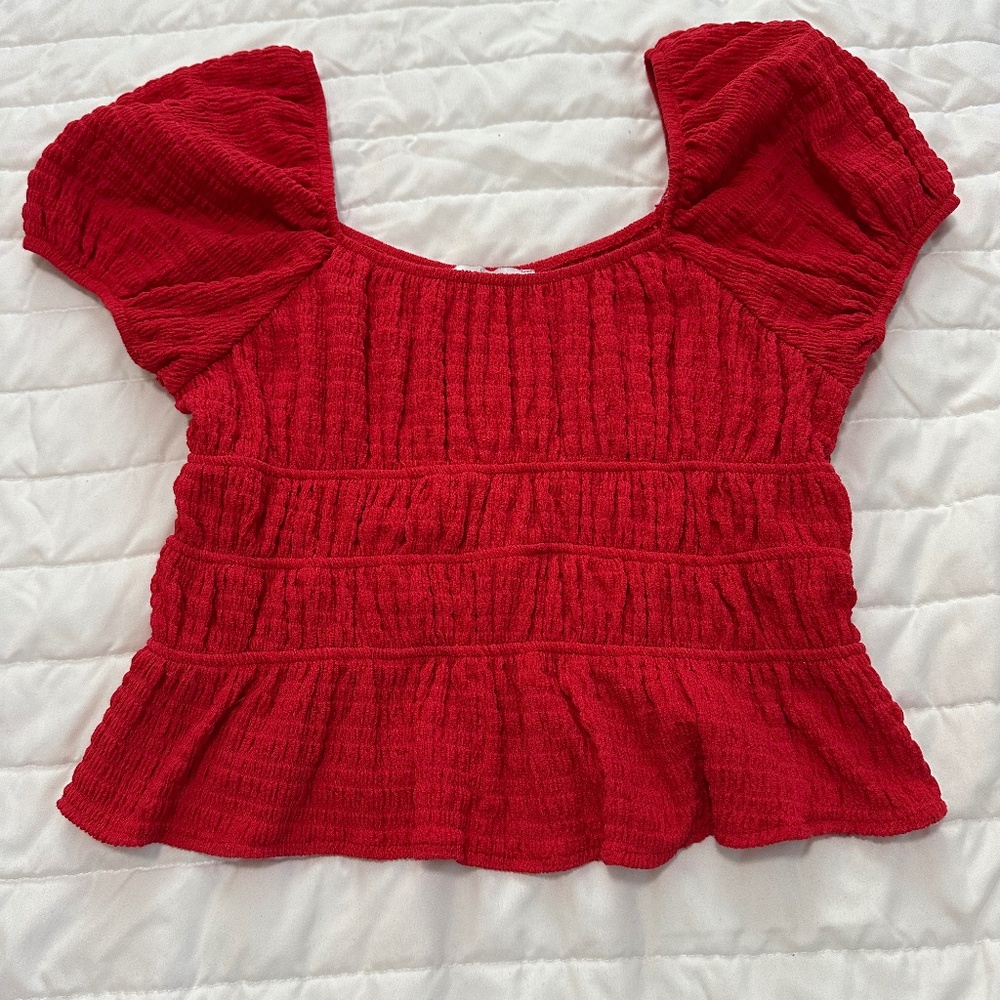 Francesca's GB Fashion Bright Red Small Ruched Top
